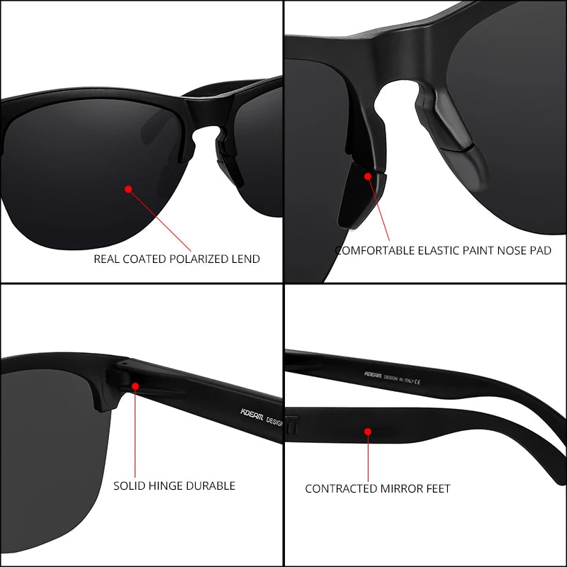 KDEAM Lifestyle Men's Sunglasses Polarized Driving Sun Glasses for Women TR90 Semi-rimless Frame Ultra Light Shades