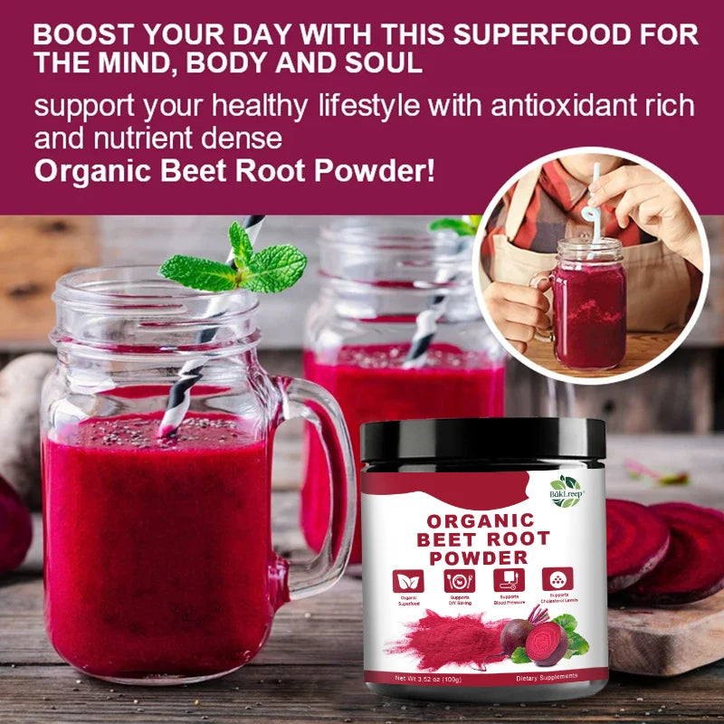 Organic Beet Root Powder- Plant Based Beetroot Antioxidant, Supports Active Lifestyle & Healthy Circulation Gluten-Free