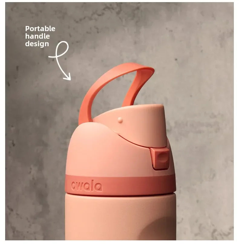 Owala 16oz Cold Insulated Straw Cup New Stainless Steel Water Bottle Accompanying Cup High Beauty Insulated Cup Elastic Lid