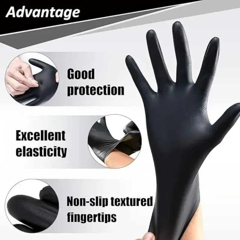 Disposable Black Nitrile PVC Gloves Strong Gloves For Housework Dish Washing Car Industry Gardening Pet Care Baking Cooking Tool