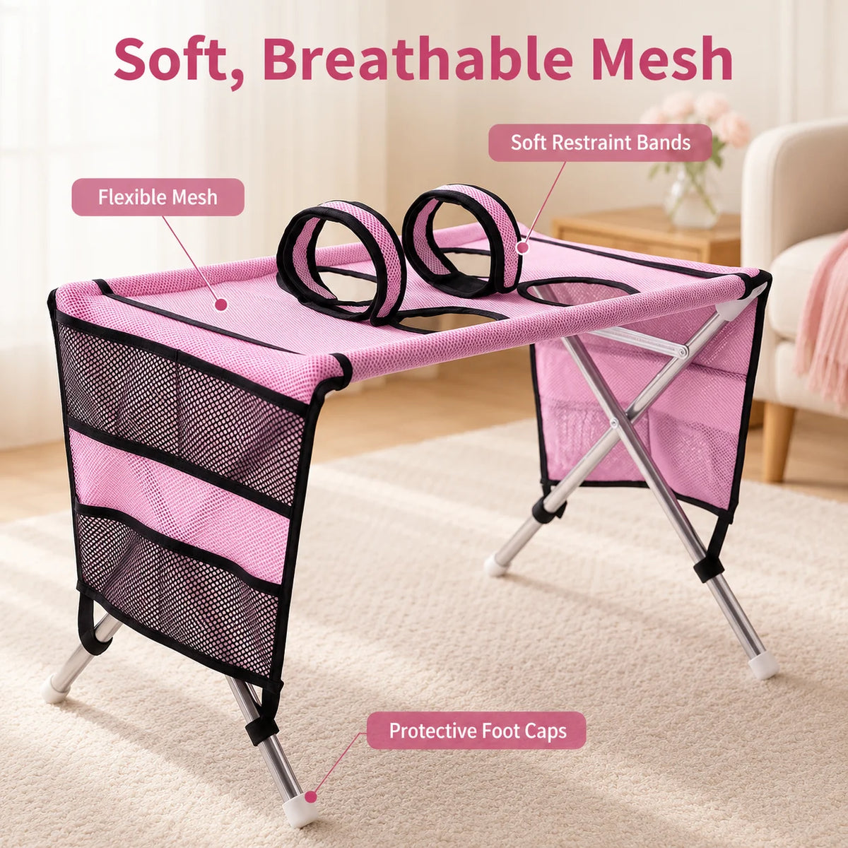 Upgraded Small Dog Cat Grooming Stand Foldable Pet Care Rack Adjustable Restraint Mesh Bathing Drying Nail Trimming Holder