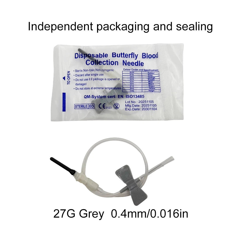 100pcs/Bag Disposable Butterfly Blood Collection Needle Double Wing Type Blood Collection Needle Cat Dogs Animal Pet Care Room