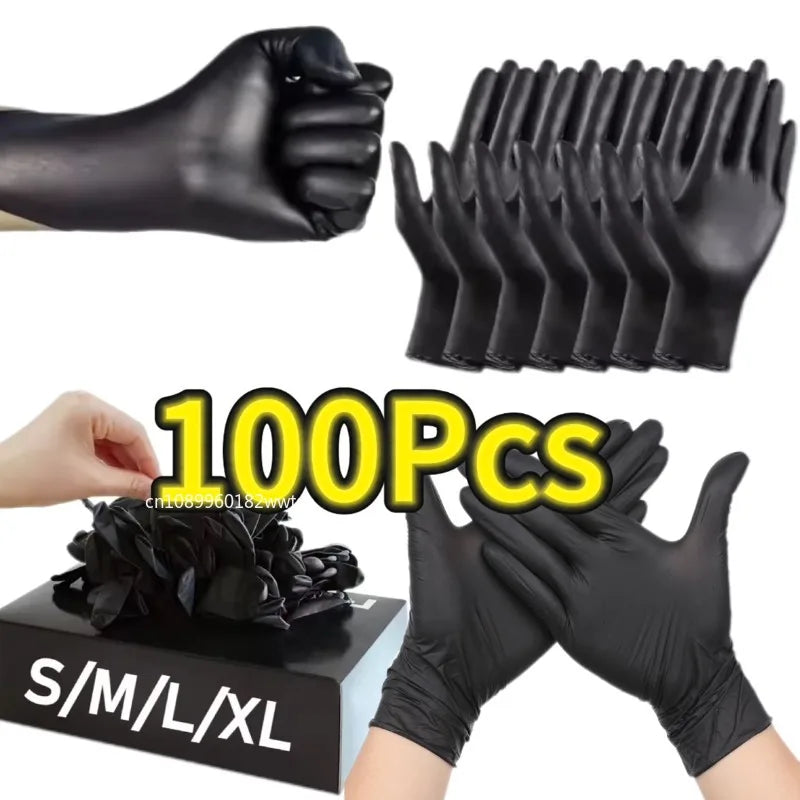 Disposable Rubber Gloves Latex Gloves Black Washing Latex Free PVC Gloves Housework Car Industry Gardening Pet Care Cooking Tool