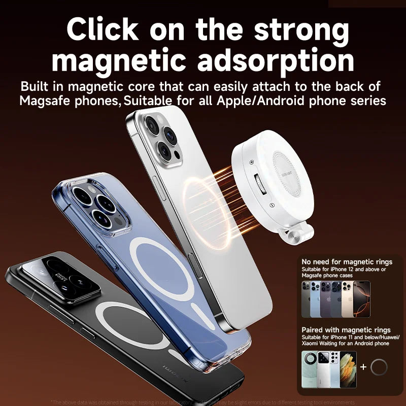3-in-1 Magnetic LED Selfie Light Phone Holder Makeup Mirror for Magsafe Adjustable Brightness Short Video Phone Accessories
