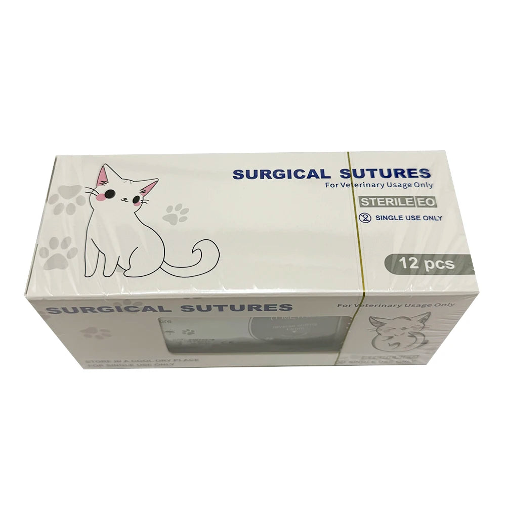 12pcs Pet Specific PDO 3/8 Circle 90CM With Needle 2/0 3/0 4/0 5/0 round bodied / reverse cutting Animal Cat Dog Pet Care Room