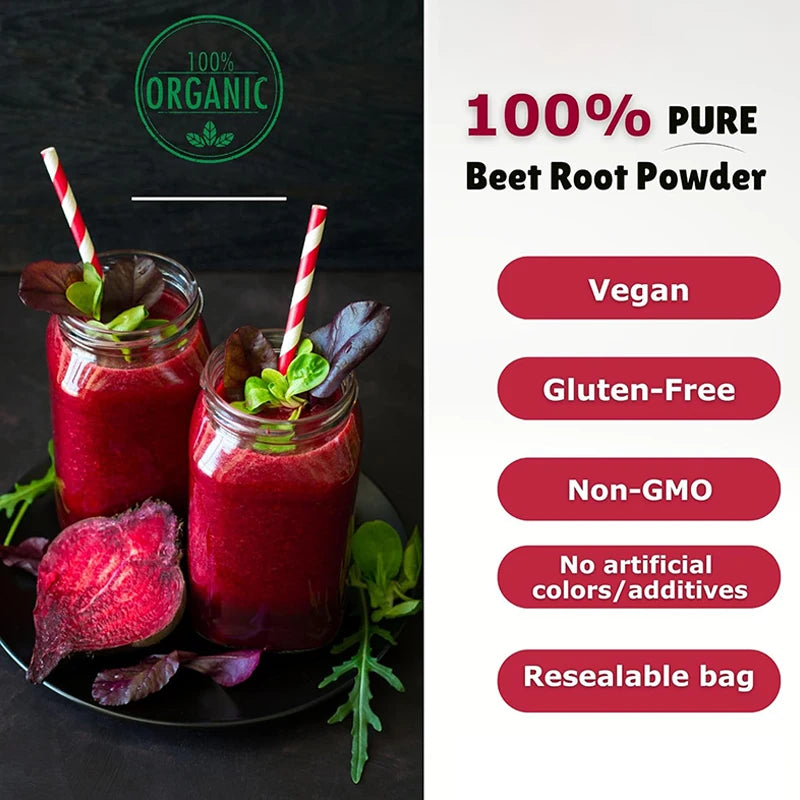 Organic Beet Root Powder- Plant Based Beetroot Antioxidant, Supports Active Lifestyle & Healthy Circulation Gluten-Free