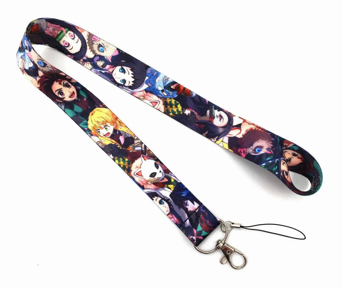 Wholesale Cartoon Demon Slayer Key Lanyard ID Badge Holders Animal Phone Neck Straps with Keyring Phone Accessories H1