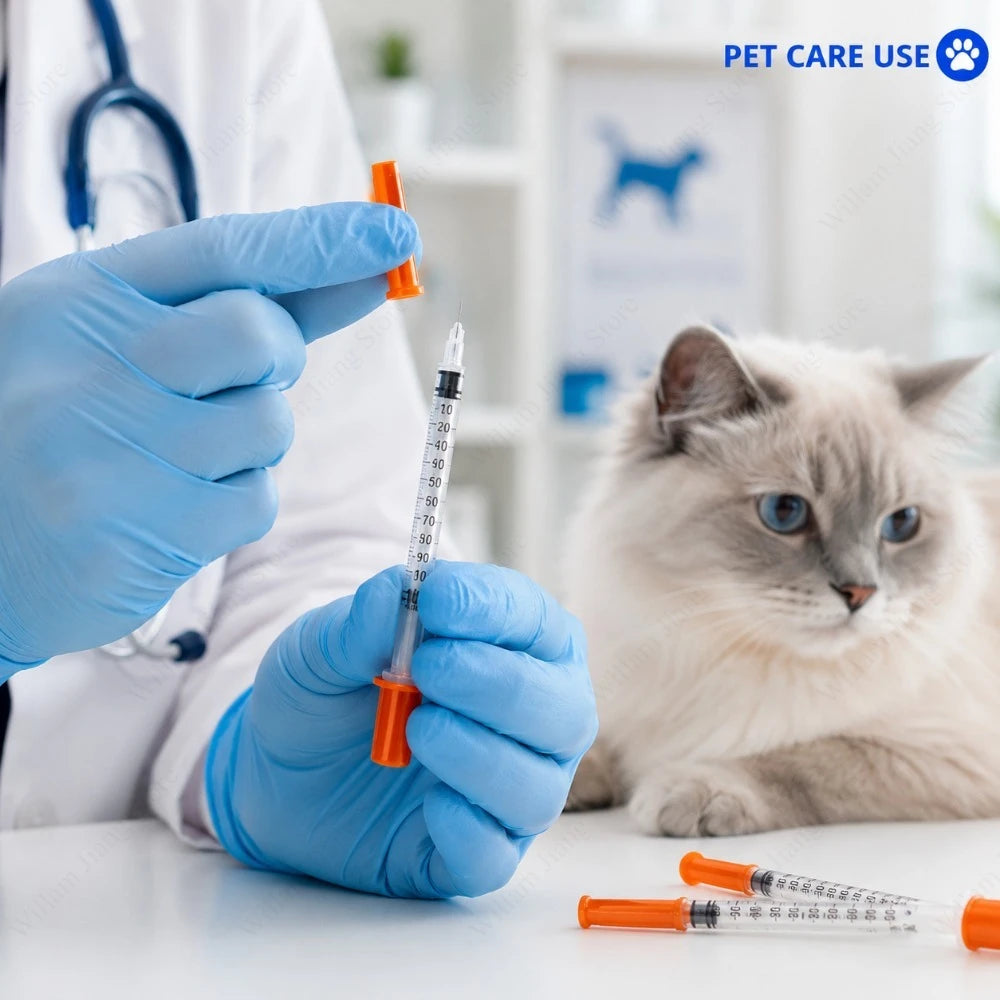 0.5/1ml Sterile Disposable Syringe Equipped with Orange Cap Needles Veterinary Plastic Tool for Pet Care Farm Animal Breeding