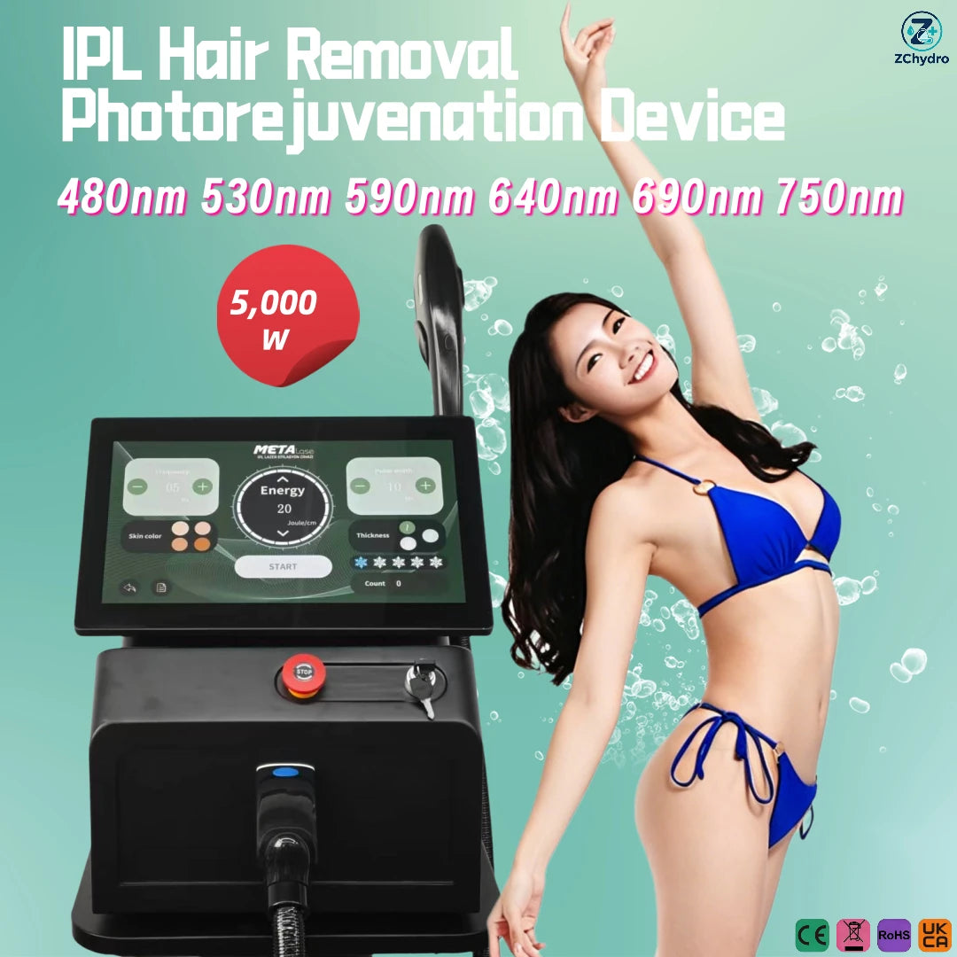 IPL Photorejuvenation System with 6 Wavelength Filters Hair Removal Vascular Lesion Rosacea Freckle Removal Home Beauty Device