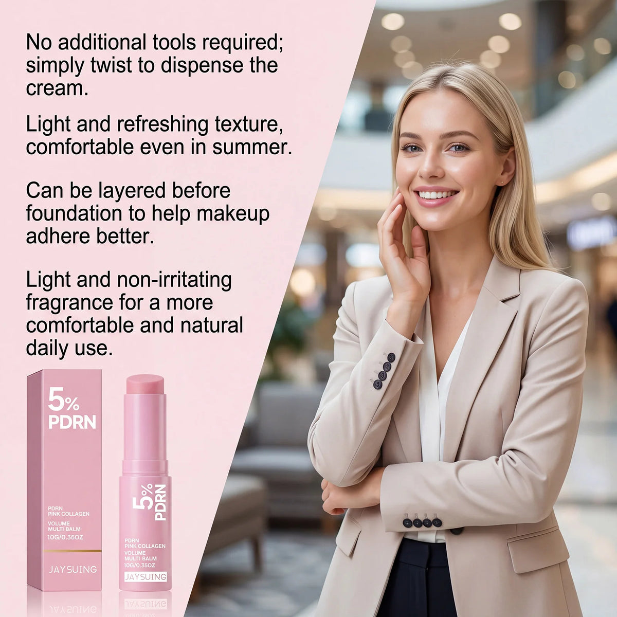 PDRN Pink Collagen Multi Balm Stick K-Beauty Hydrating Balm for Face Neck Eyes Lips Smooth Fine Lines Glow & Firming Care