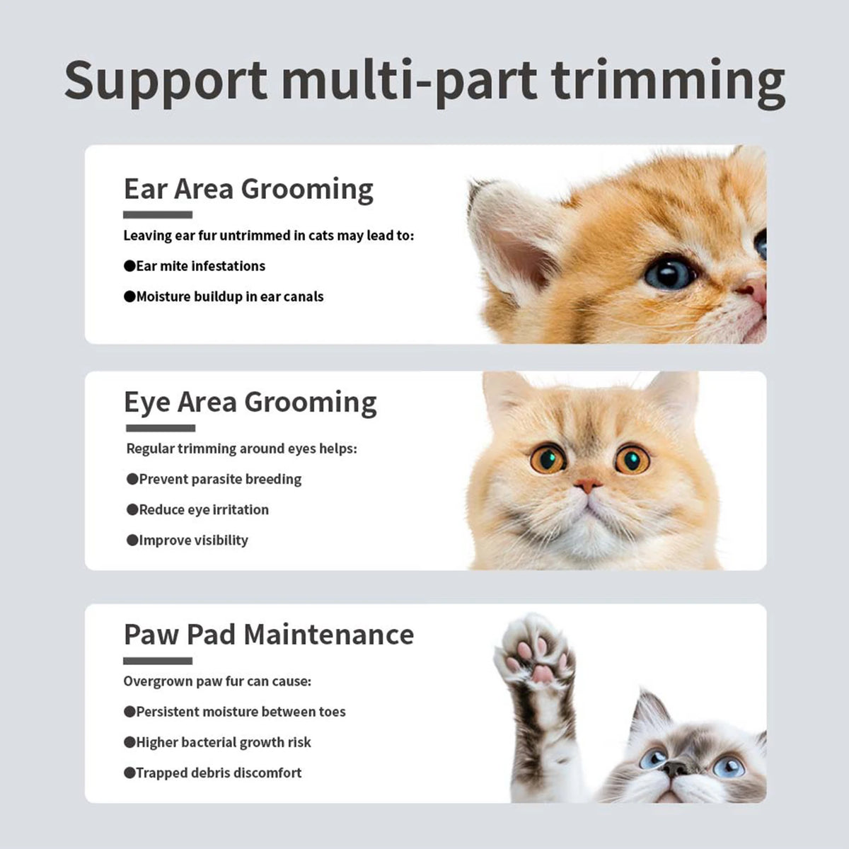 Pet Grooming Trimmer Kit - Low Noise Dog & Cat Trimmer, Cordless, Led & Waterproof
