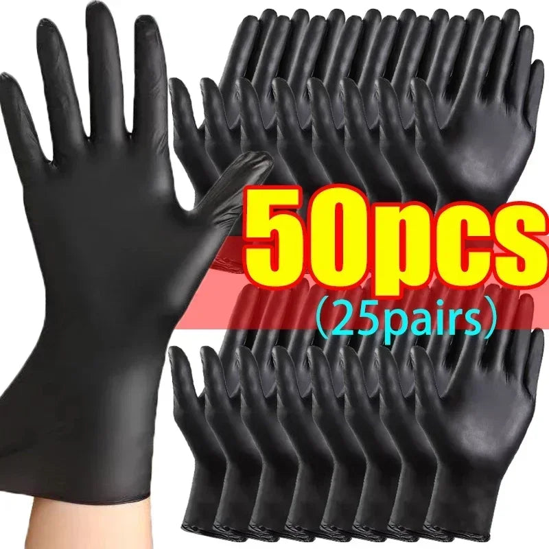 Disposable Black Nitrile PVC Gloves Strong Gloves For Housework Dish Washing Car Industry Gardening Pet Care Baking Cooking Tool
