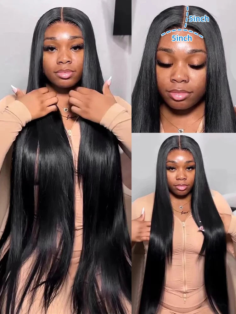 Rosa Beauty 13x4 And 13x6 ST Clear Invisible Lace Front Straight Human Hair Wig Pre Plucked Baby Edges Breathable Adjustable Cap Simple Glueless Install For Daily Picnic Shopping Party Business Trip Women Hair