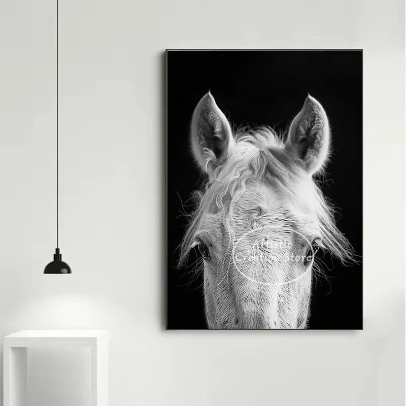 Black and White Polo Sports Black Horse Equestrian Lifestyle Photography Fine Art Poster Canvas Painting Wall Picture Home Decor