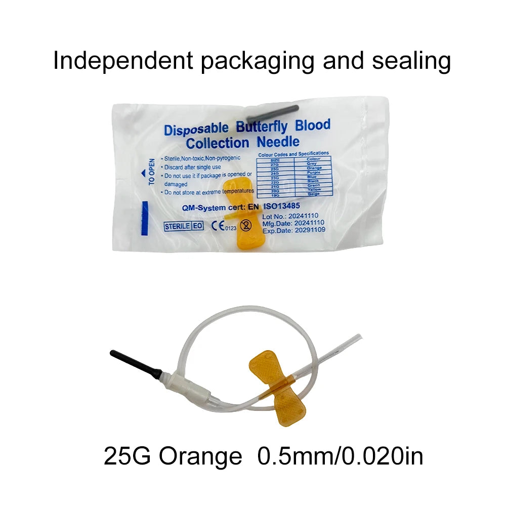 100pcs/Bag Disposable Butterfly Blood Collection Needle Double Wing Type Blood Collection Needle Cat Dogs Animal Pet Care Room