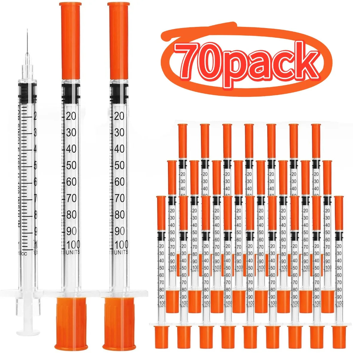 Syringe with Needles Pack of 20/70/100 0.5/1ml Dose Suitable for Pet Care And Laboratory Use