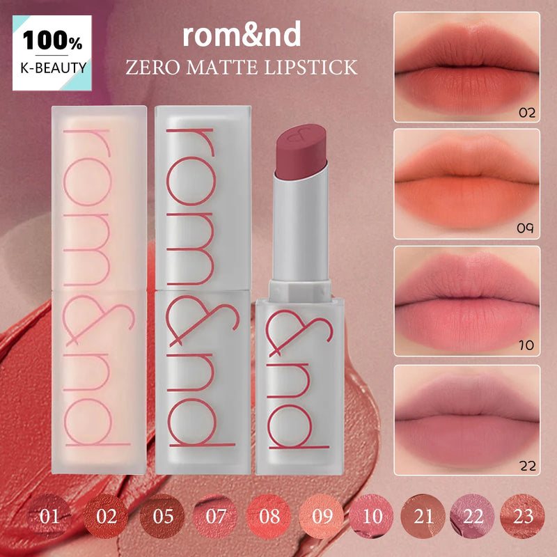 rom&nd ZERO MATTE LIPSTICK, Lightweight Non-Drying, Soft-Focus Matte Finish, Luxury Makeup, Korean Cosmetic, K-Beauty, Makeup