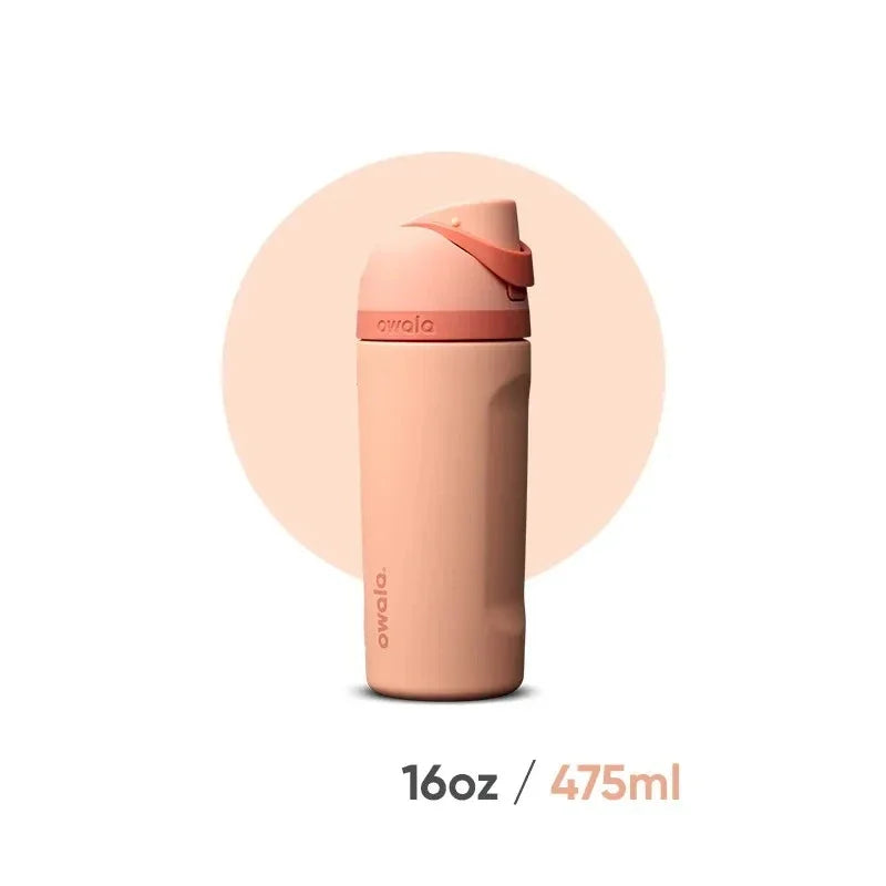 Owala 16oz Cold Insulated Straw Cup New Stainless Steel Water Bottle Accompanying Cup High Beauty Insulated Cup Elastic Lid