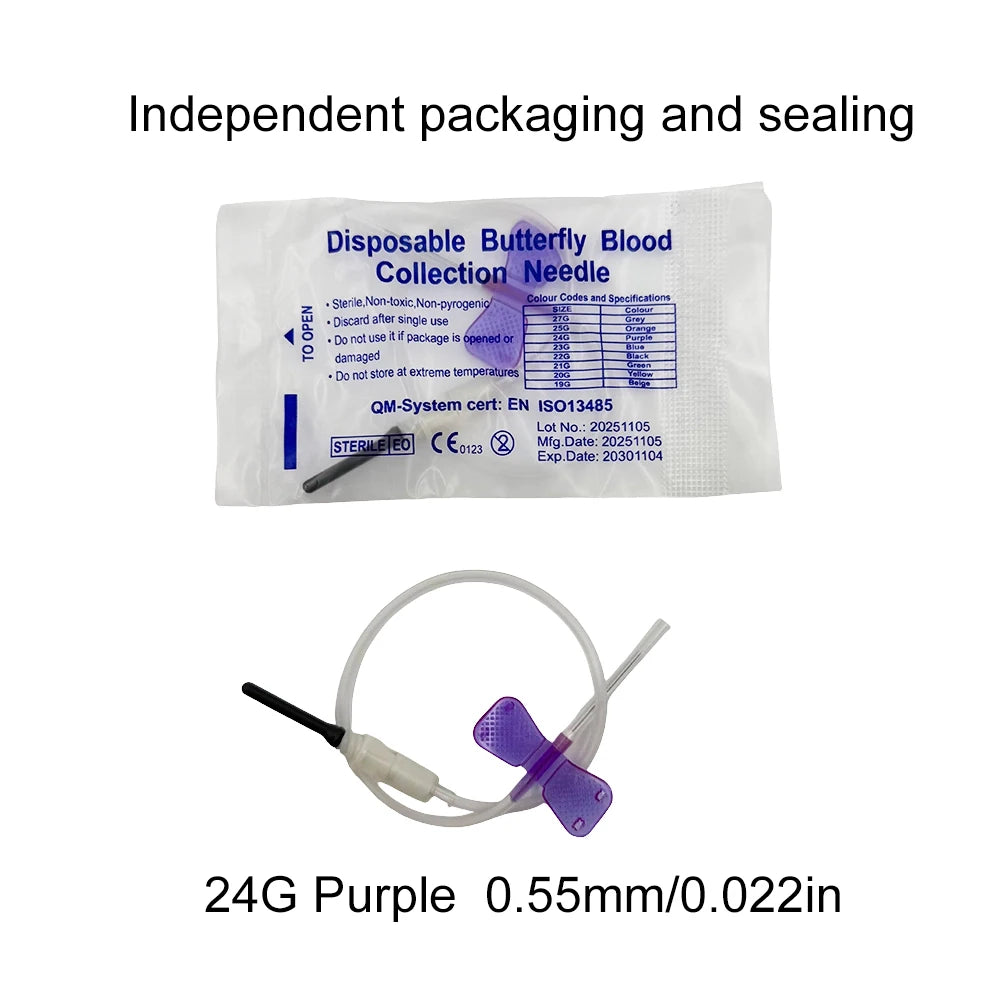 100pcs/Bag Disposable Butterfly Blood Collection Needle Double Wing Type Blood Collection Needle Cat Dogs Animal Pet Care Room