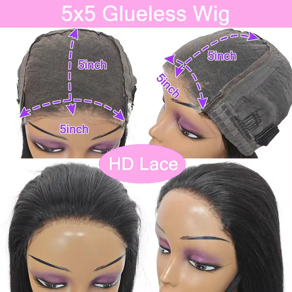 Rosa Beauty 13x4 And 13x6 ST Clear Invisible Lace Front Straight Human Hair Wig Pre Plucked Baby Edges Breathable Adjustable Cap Simple Glueless Install For Daily Picnic Shopping Party Business Trip Women Hair