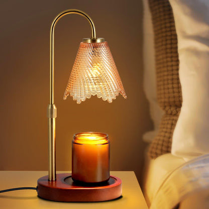 Vintage Candle Warmer Lamp with Timer Dimmer Leafy Amber
