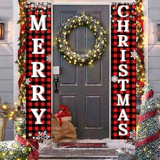 Festive Buffalo Plaid Door Decor for Christmas