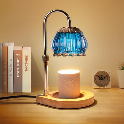 Dimmable Candle Warmer Lamp with Timer Blue Glass Shade