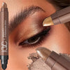 Dual-Ended Metallic Brown Eyeshadow Stick Waterproof Sponge Tip Cream Shimmer Eye Shadow Pencil Quick Application Crayon Makeup