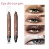 Dual-Ended Metallic Brown Eyeshadow Stick Waterproof Sponge Tip Cream Shimmer Eye Shadow Pencil Quick Application Crayon Makeup