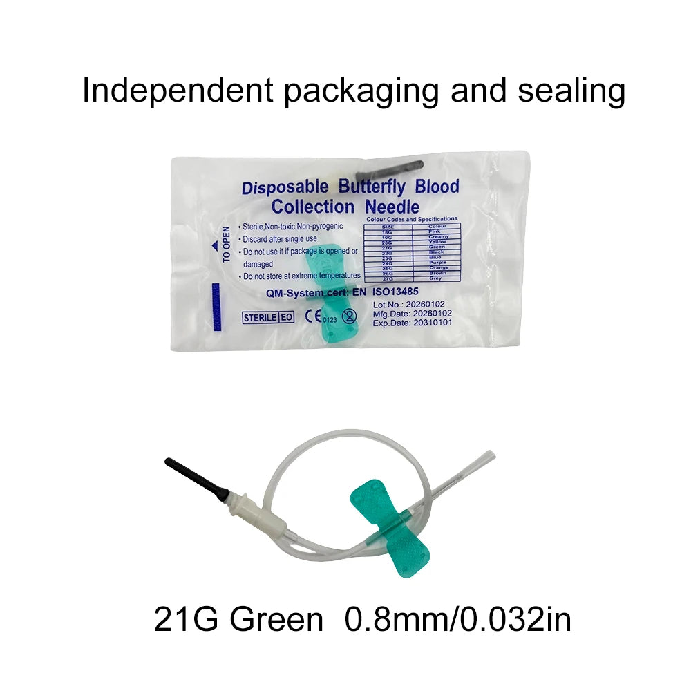 100pcs/Bag Disposable Butterfly Blood Collection Needle Double Wing Type Blood Collection Needle Cat Dogs Animal Pet Care Room