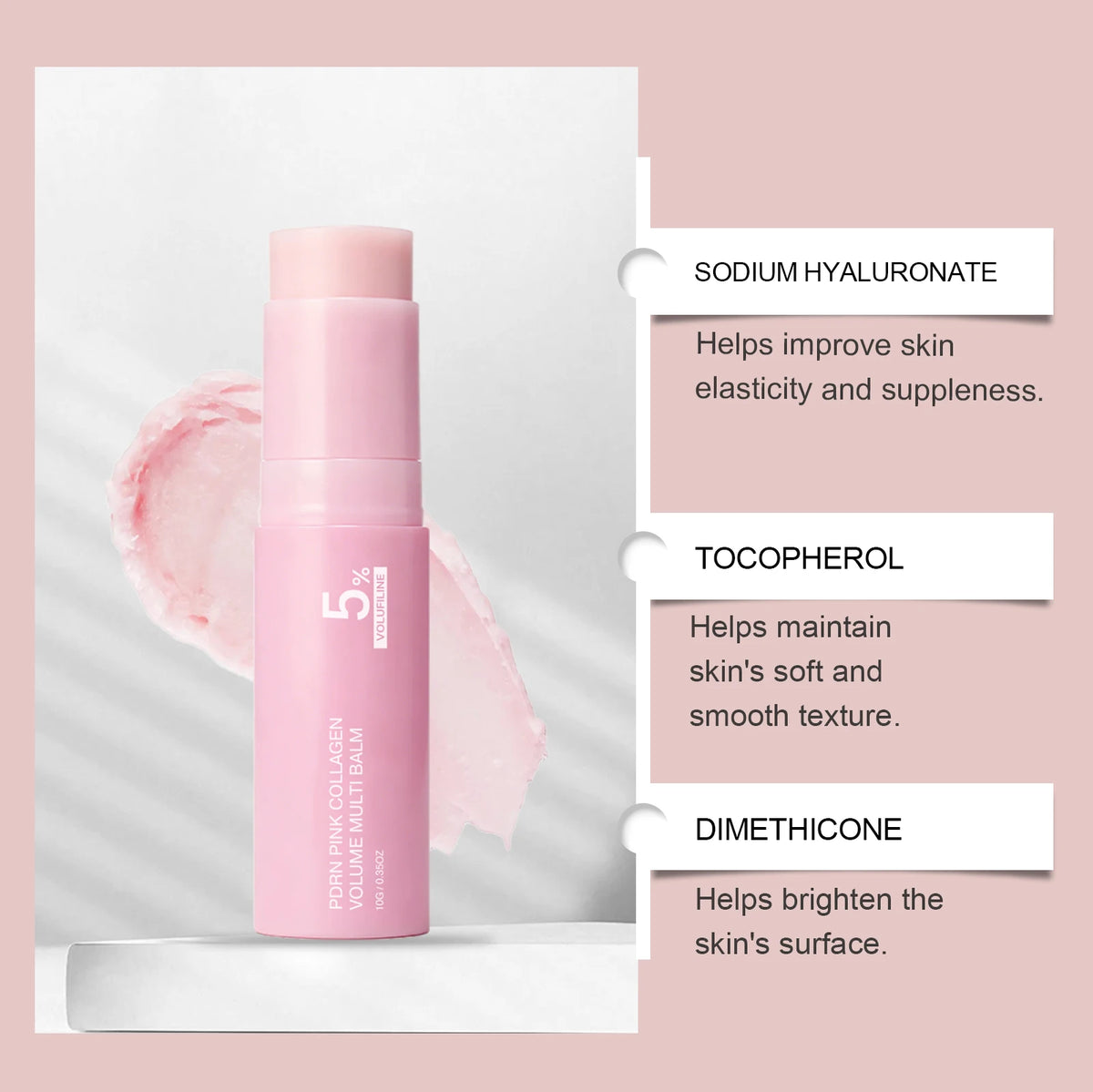 K‑Beauty PDRN 5% Volufiline & Collagen Multi‑Balm Stick Anti‑Aging Anti‑Wrinkle Facial Moisturizer Deep Hydration Firming Plumping Skin Care Stick Improve Fine Lines Elasticity Portable Face Neck Eye Skin Repair Balm