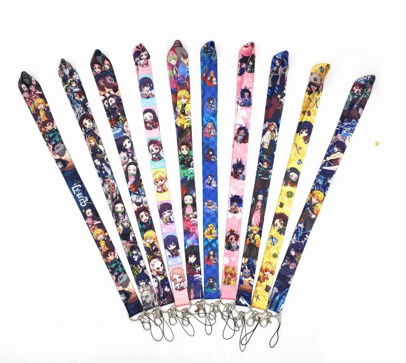 Wholesale Cartoon Demon Slayer Key Lanyard ID Badge Holders Animal Phone Neck Straps with Keyring Phone Accessories H1