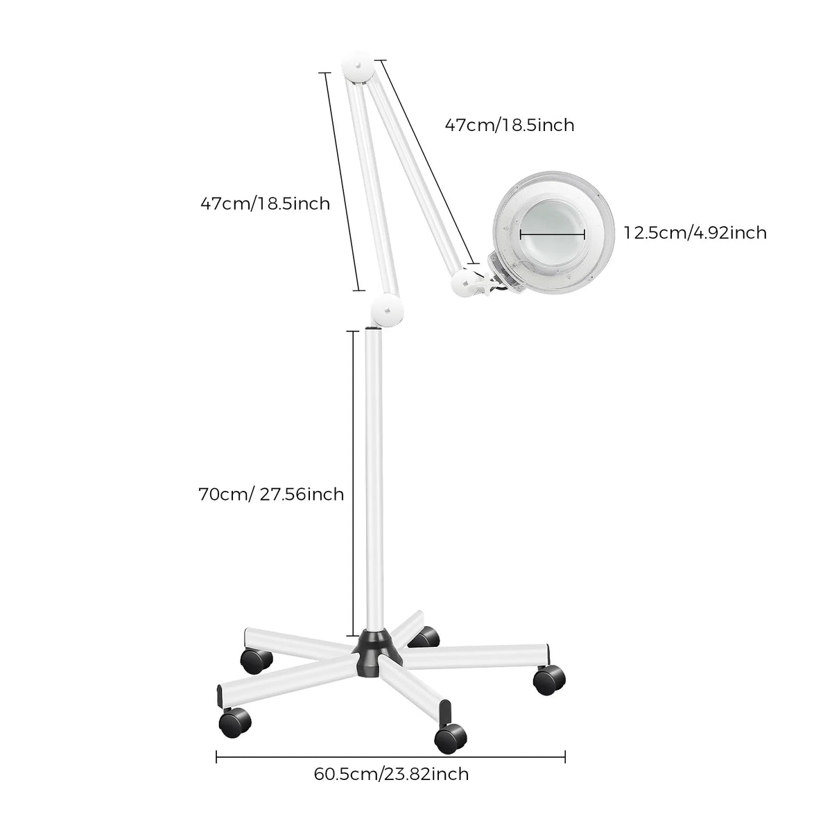 5/8X Magnifying Lamp with Light&Stand, 24W Magnifying Glass For Beauty Salons,Nail Salons, Hospitals