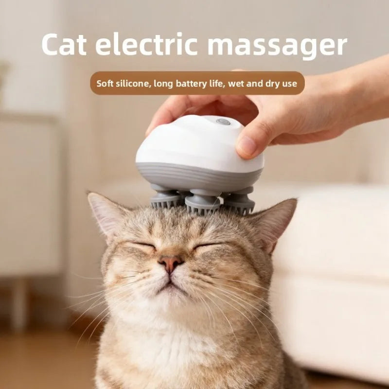 Electric Kneading Massager for Cats and Dogs Multi Function Vibration for Shoulder Neck Scalp Relaxation Pet Care Comfort Device