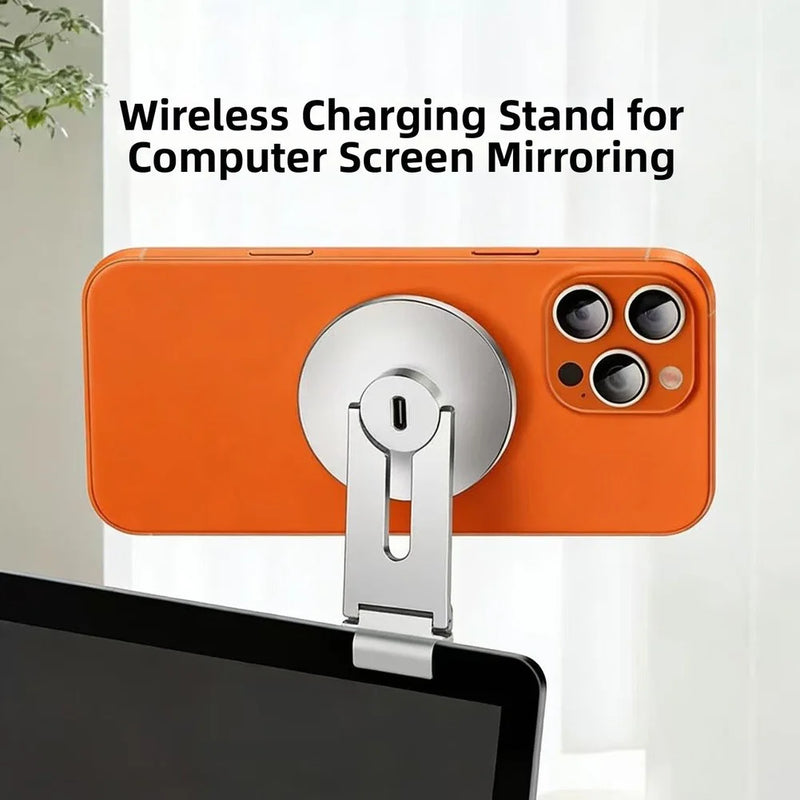 15W Aluminum Alloy Magnetic Phone Holder For Laptop 180°Adjustable Phone Side Mount Expansion Bracket Phone Accessories