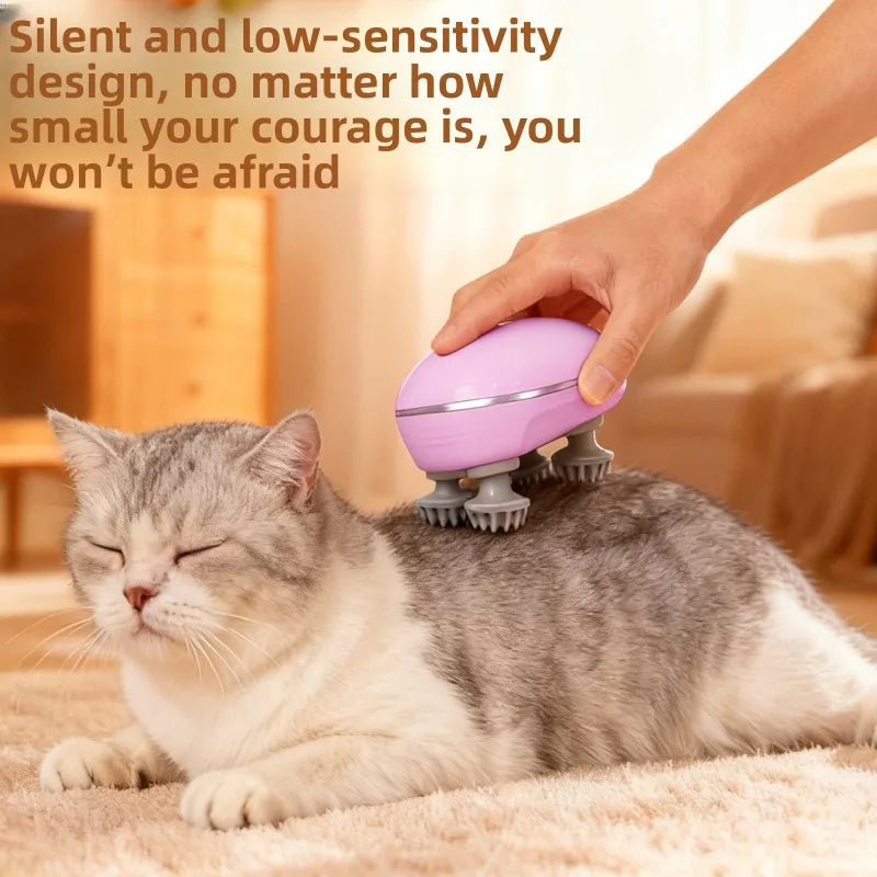 Electric Kneading Massager for Cats and Dogs Multi Function Vibration for Shoulder Neck Scalp Relaxation Pet Care Comfort Device
