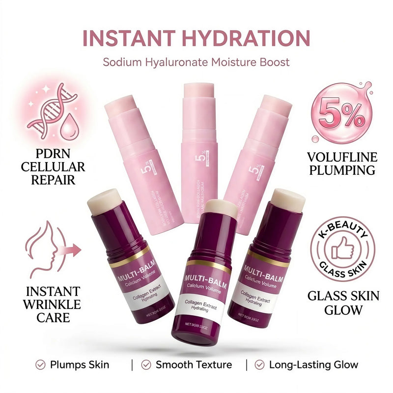 K‑Beauty PDRN 5% Volufiline & Collagen Multi‑Balm Stick Anti‑Aging Anti‑Wrinkle Facial Moisturizer Deep Hydration Firming Plumping Skin Care Stick Improve Fine Lines Elasticity Portable Face Neck Eye Skin Repair Balm