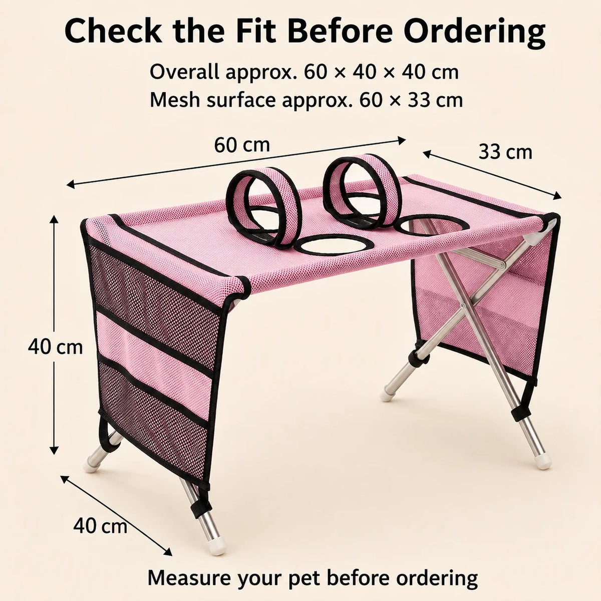 Upgraded Small Dog Cat Grooming Stand Foldable Pet Care Rack Adjustable Restraint Mesh Bathing Drying Nail Trimming Holder