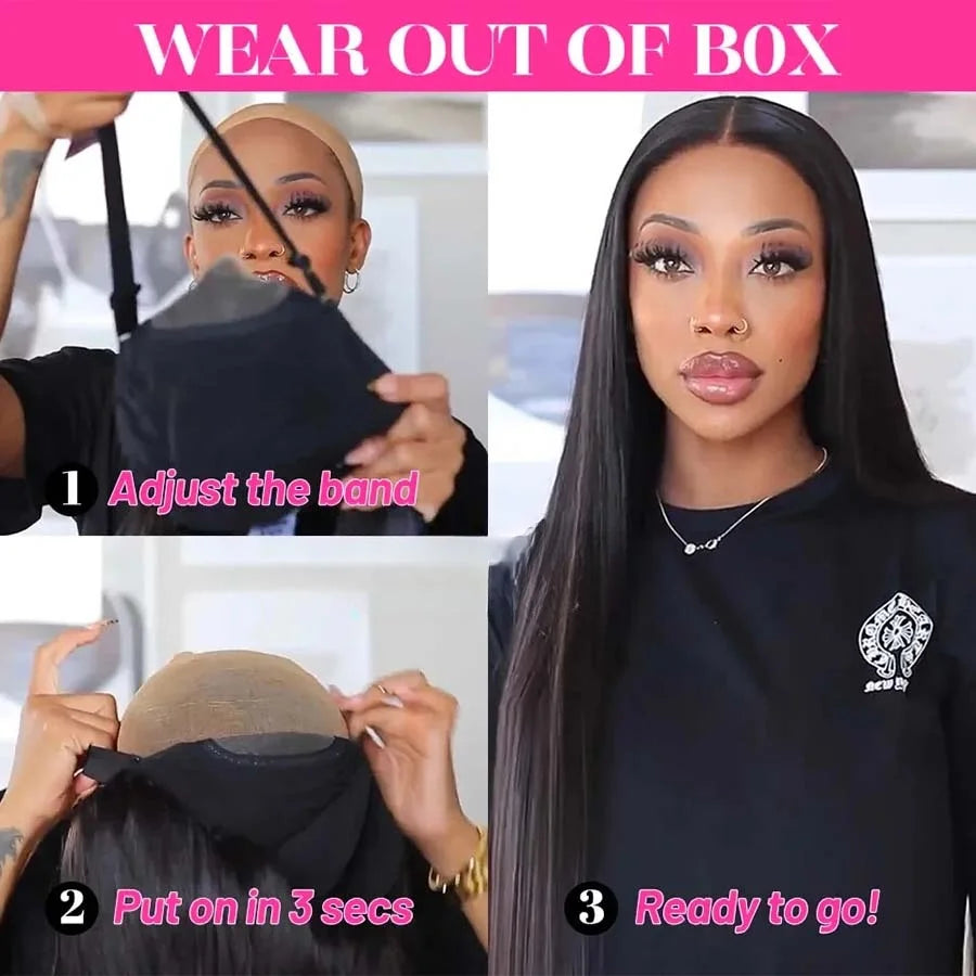 Rosa Beauty 13x4 And 13x6 ST Clear Invisible Lace Front Straight Human Hair Wig Pre Plucked Baby Edges Breathable Adjustable Cap Simple Glueless Install For Daily Picnic Shopping Party Business Trip Women Hair