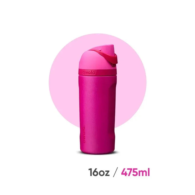 Owala 16oz Cold Insulated Straw Cup New Stainless Steel Water Bottle Accompanying Cup High Beauty Insulated Cup Elastic Lid