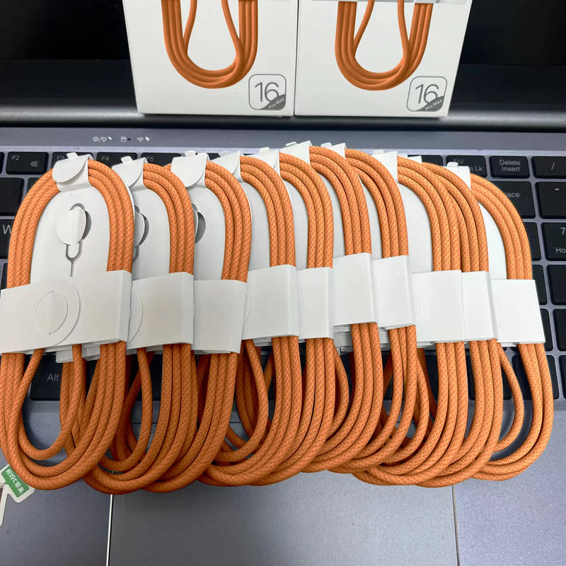 1-50Pcs PD 60W Original Fast Charger Braided Cable For iPhone 17 15 14 13 12 11 16 Pro Max Type C Charge Cable Phone Accessories