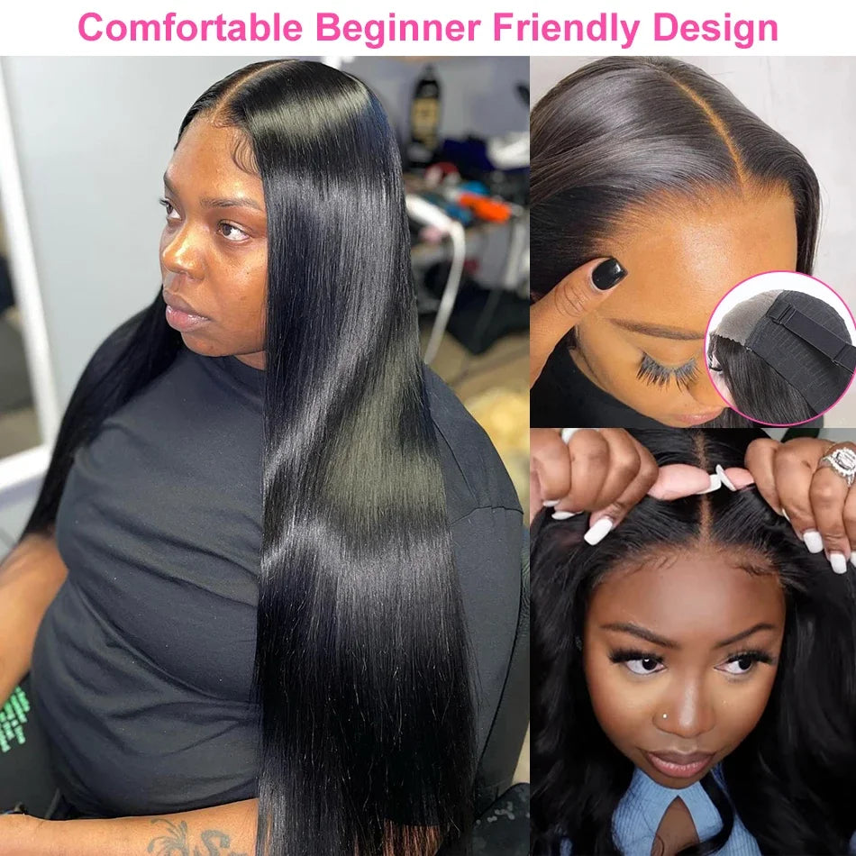 Rosa Beauty 13x4 And 13x6 ST Clear Invisible Lace Front Straight Human Hair Wig Pre Plucked Baby Edges Breathable Adjustable Cap Simple Glueless Install For Daily Picnic Shopping Party Business Trip Women Hair