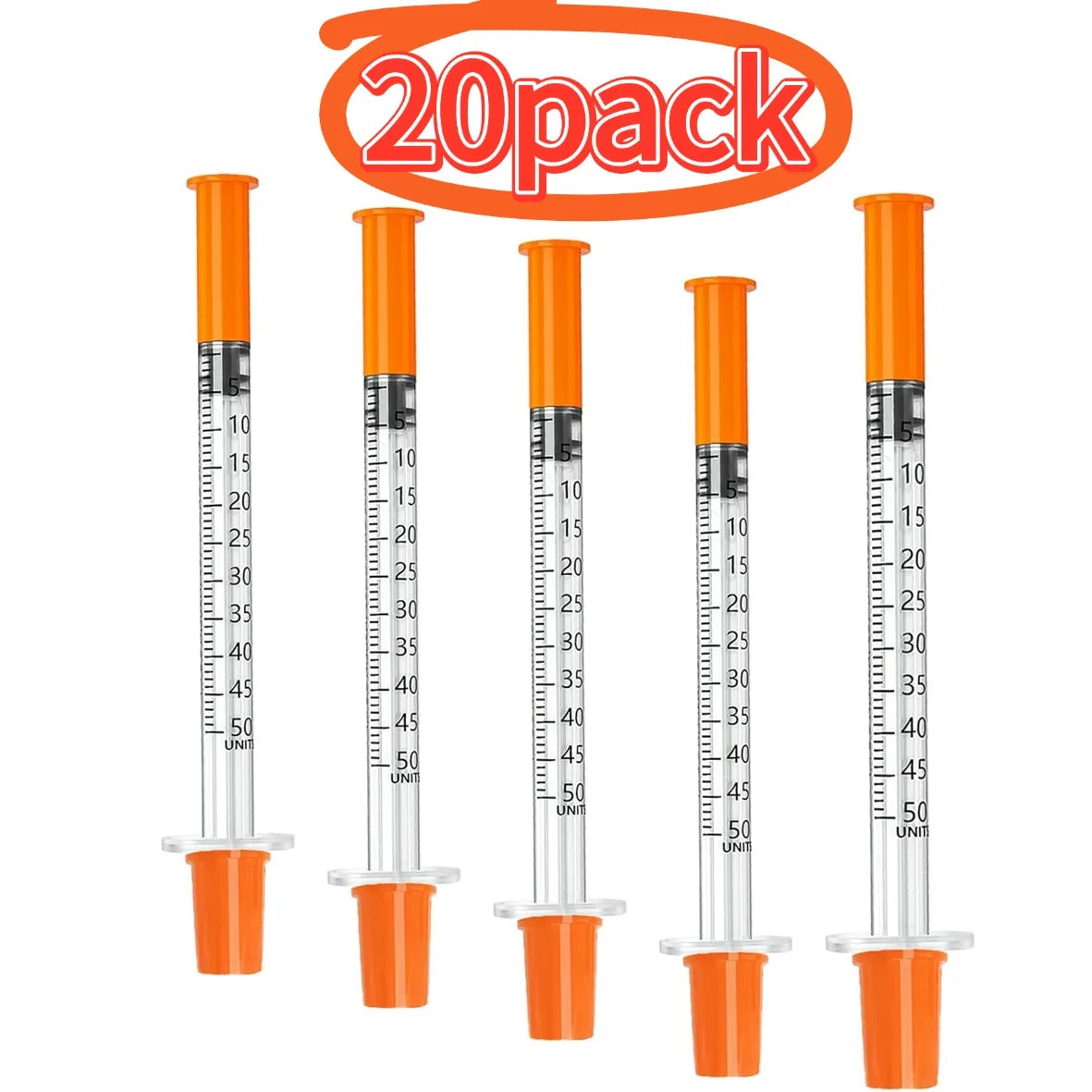Syringe with Needles Pack of 20/70/100 0.5/1ml Dose Suitable for Pet Care And Laboratory Use
