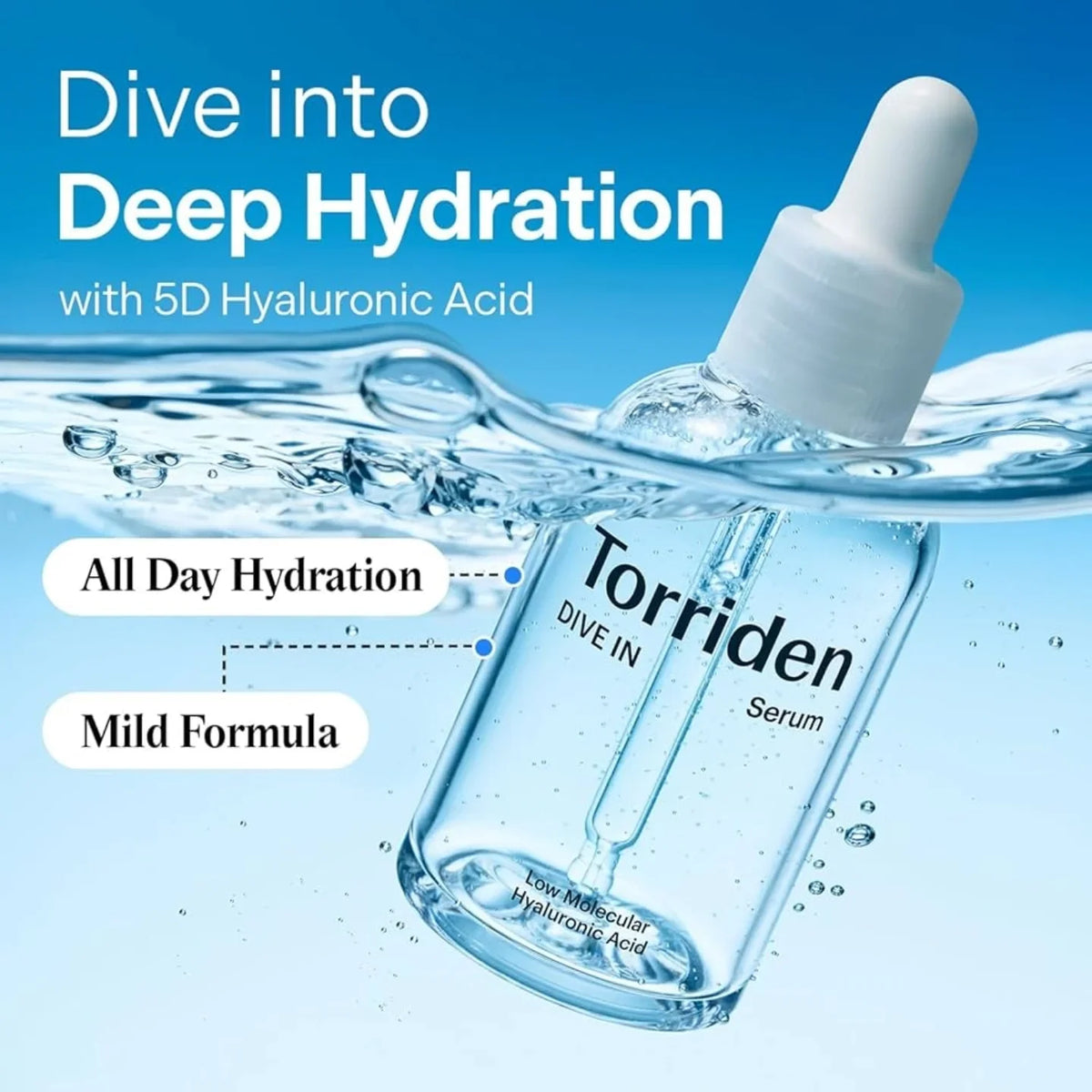 Torriden DIVE-IN Low-Molecular Hyaluronic Acid Serum 50ml,Refreshing & Non-Sticky,Korean Skincare,K-Beauty,Korean Makeup