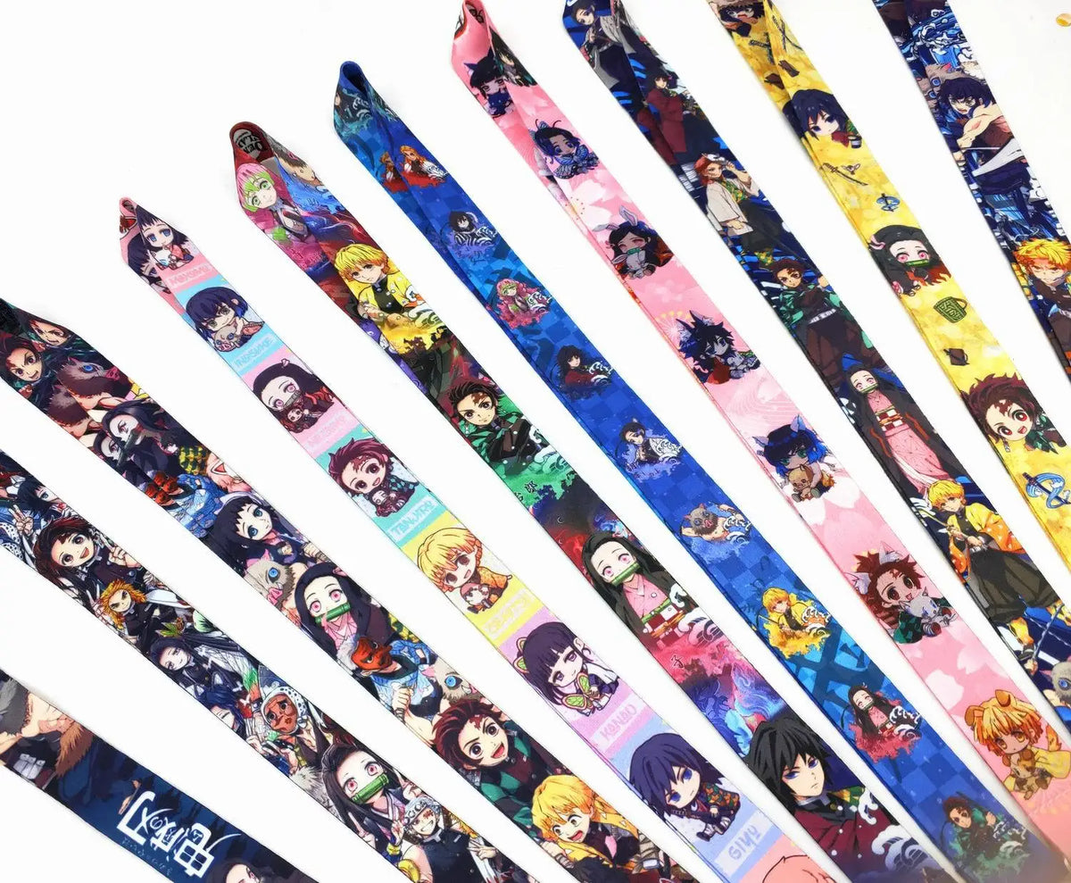 Wholesale Cartoon Demon Slayer Key Lanyard ID Badge Holders Animal Phone Neck Straps with Keyring Phone Accessories H1