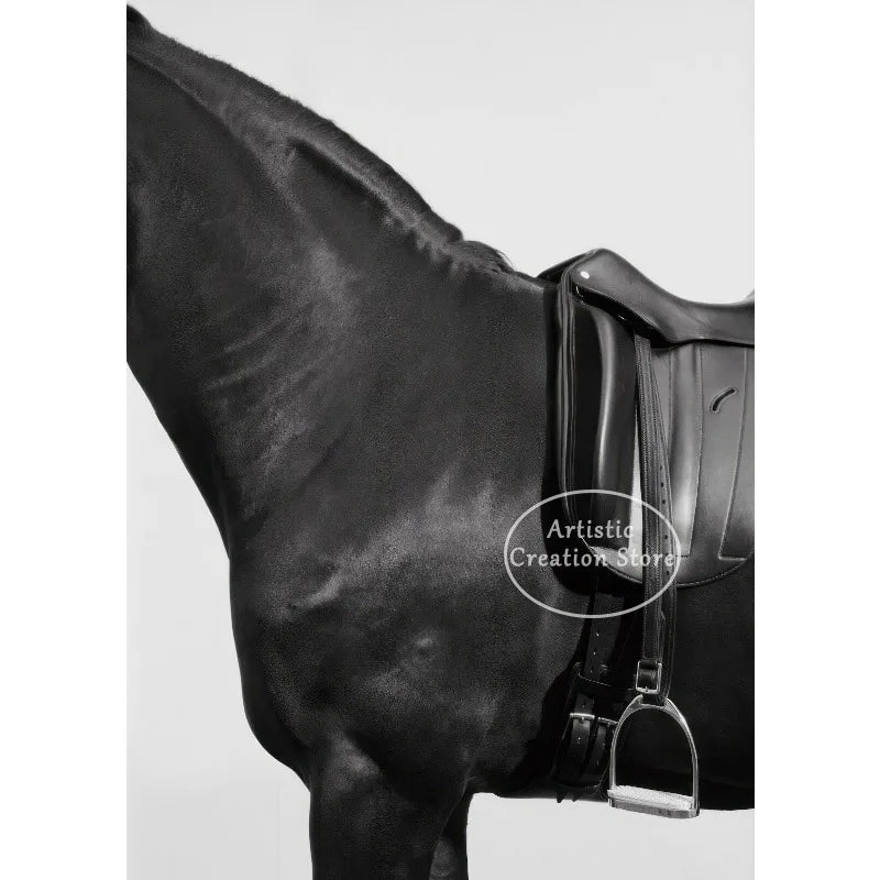 Black and White Polo Sports Black Horse Equestrian Lifestyle Photography Fine Art Poster Canvas Painting Wall Picture Home Decor
