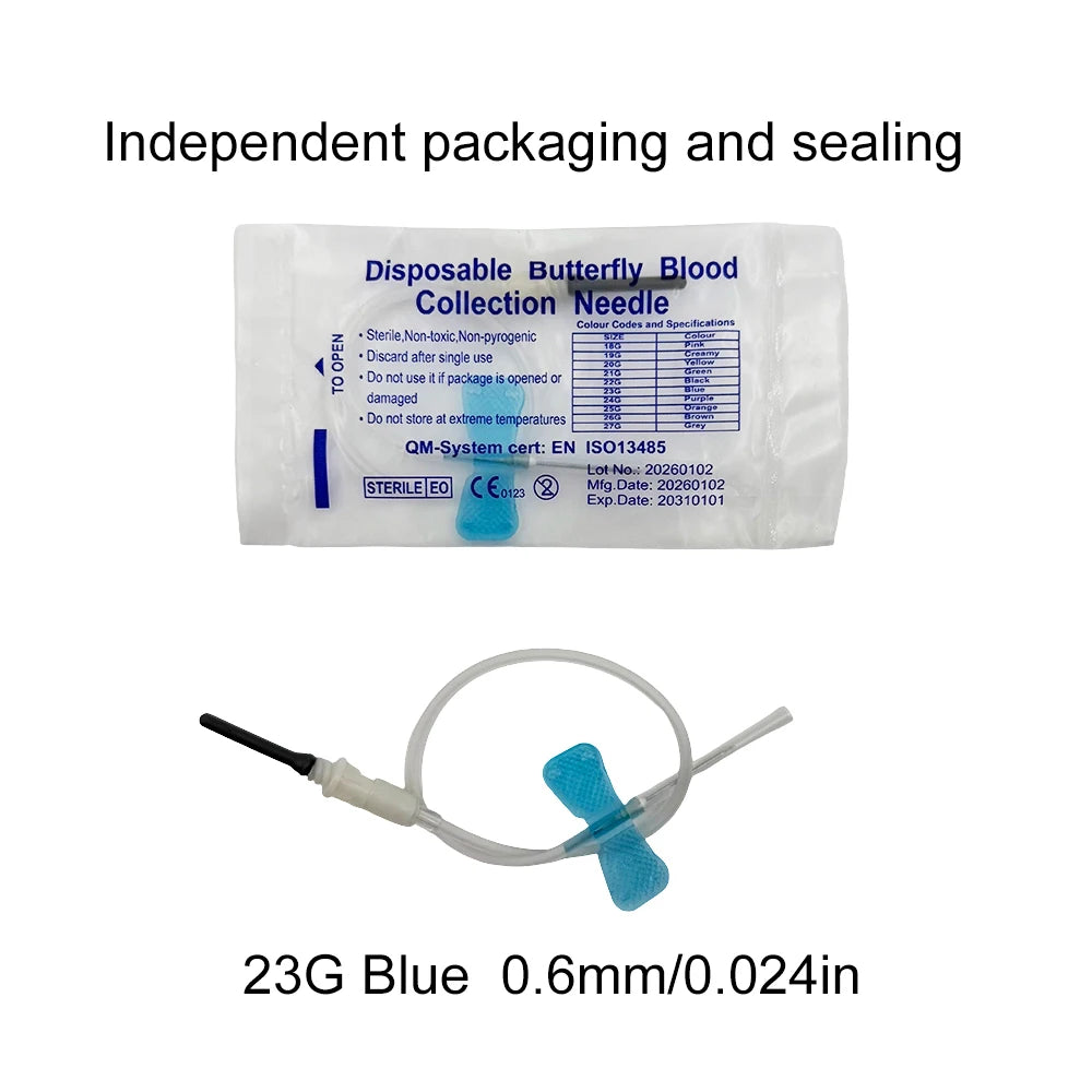 100pcs/Bag Disposable Butterfly Blood Collection Needle Double Wing Type Blood Collection Needle Cat Dogs Animal Pet Care Room