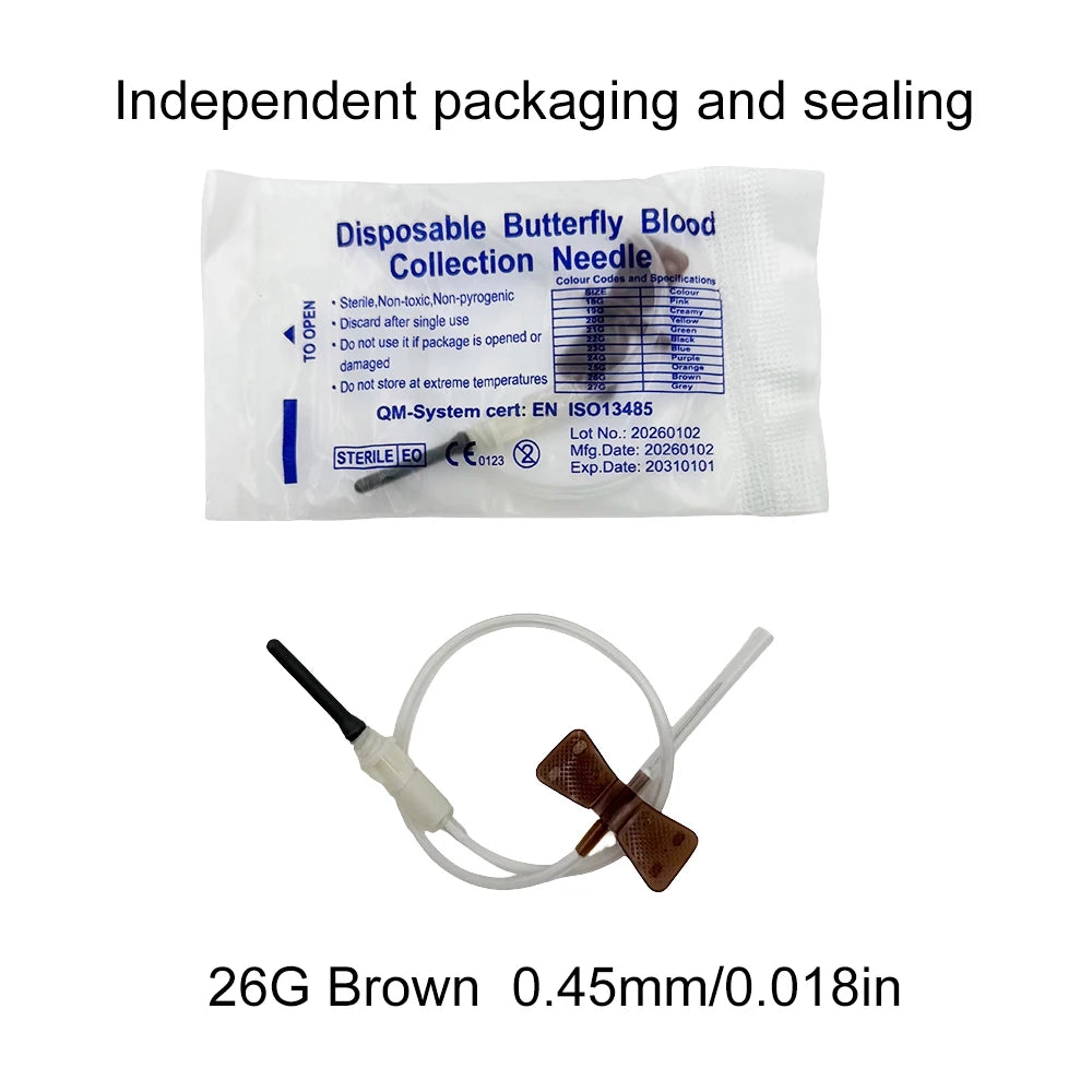 100pcs/Bag Disposable Butterfly Blood Collection Needle Double Wing Type Blood Collection Needle Cat Dogs Animal Pet Care Room