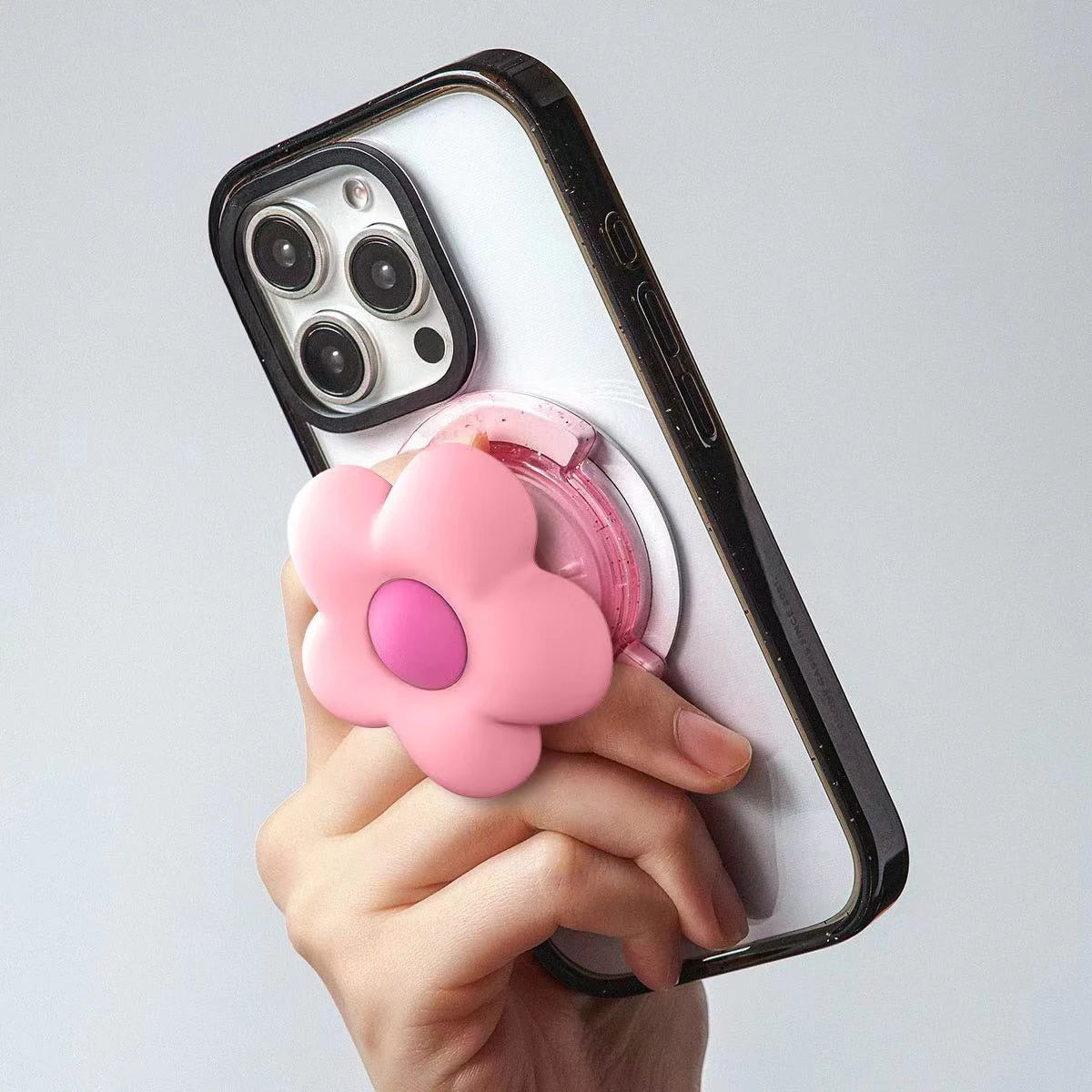 Pink Flower Pendant C Shape Magnetic Phone Stand for IPhone Holder Mount Support for Galaxy Mobile Phone Accessories