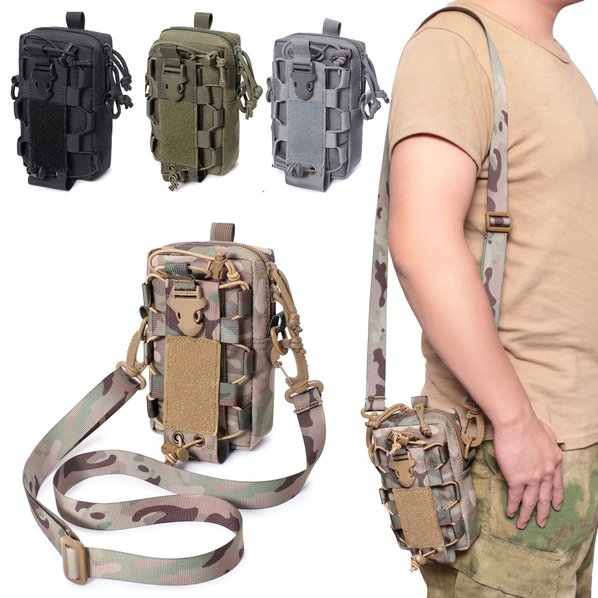 Hunting Waist Bag Molle Bottle Pouch Tactical Bag EDC Tools Belt Pack Outdoor Vest Pack Wallte Phone Accessories Pocket